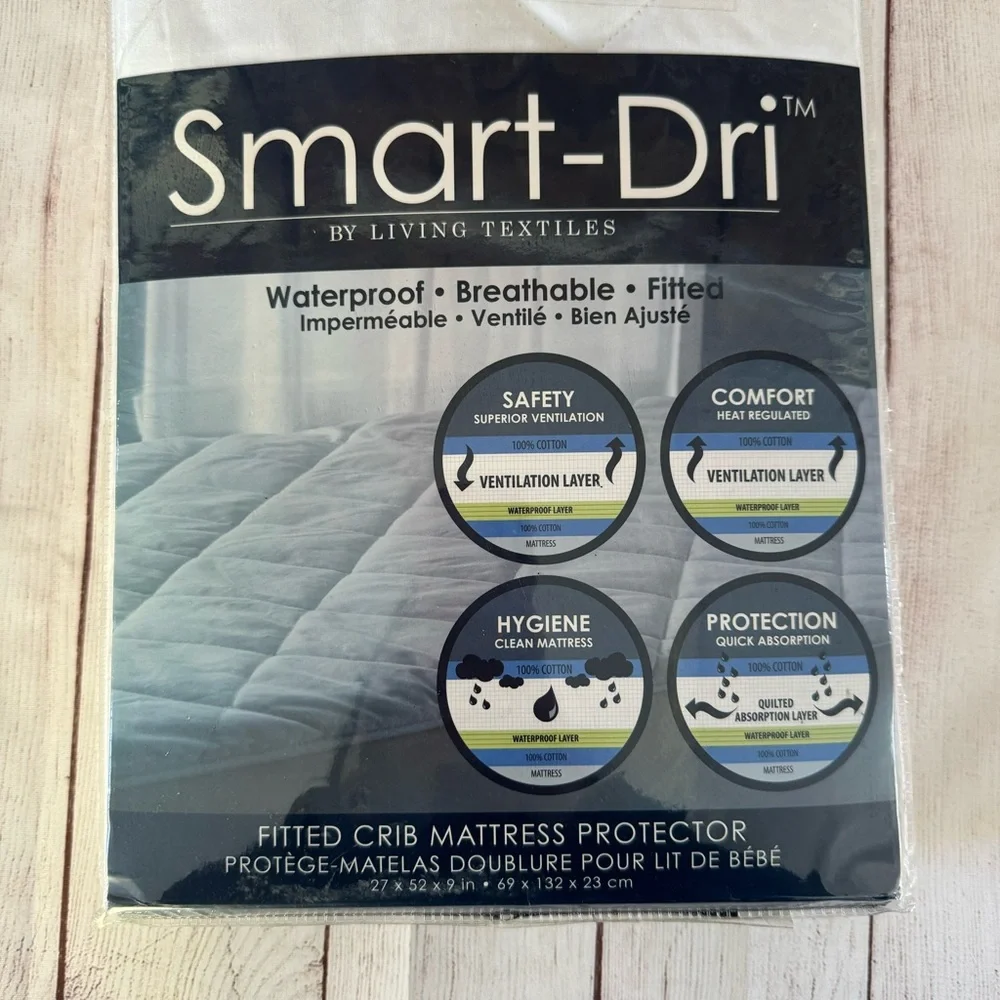 Smart-Dri by Living Textiles Waterproof Fitted Crib Mattress Protector NEW